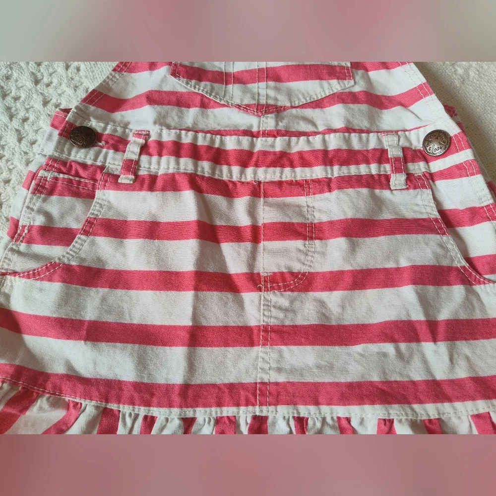 Oshkosh B'Gosh Pink Striped Overalls Dress 3T